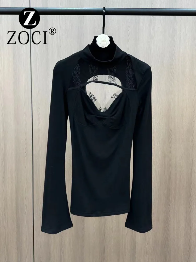 [ZOCI] 2025: рубашка с воротником-стойкой и длинными рукавами в стиле пэчворк