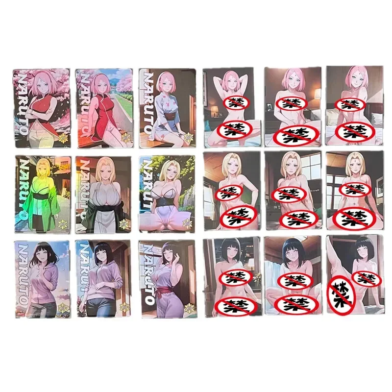

9Pcs/set Anime Naruto Tsunade Haruno Sakura Hinata Acg Sexy Nude Card Diy Classic Game Gift Toy Collection Card