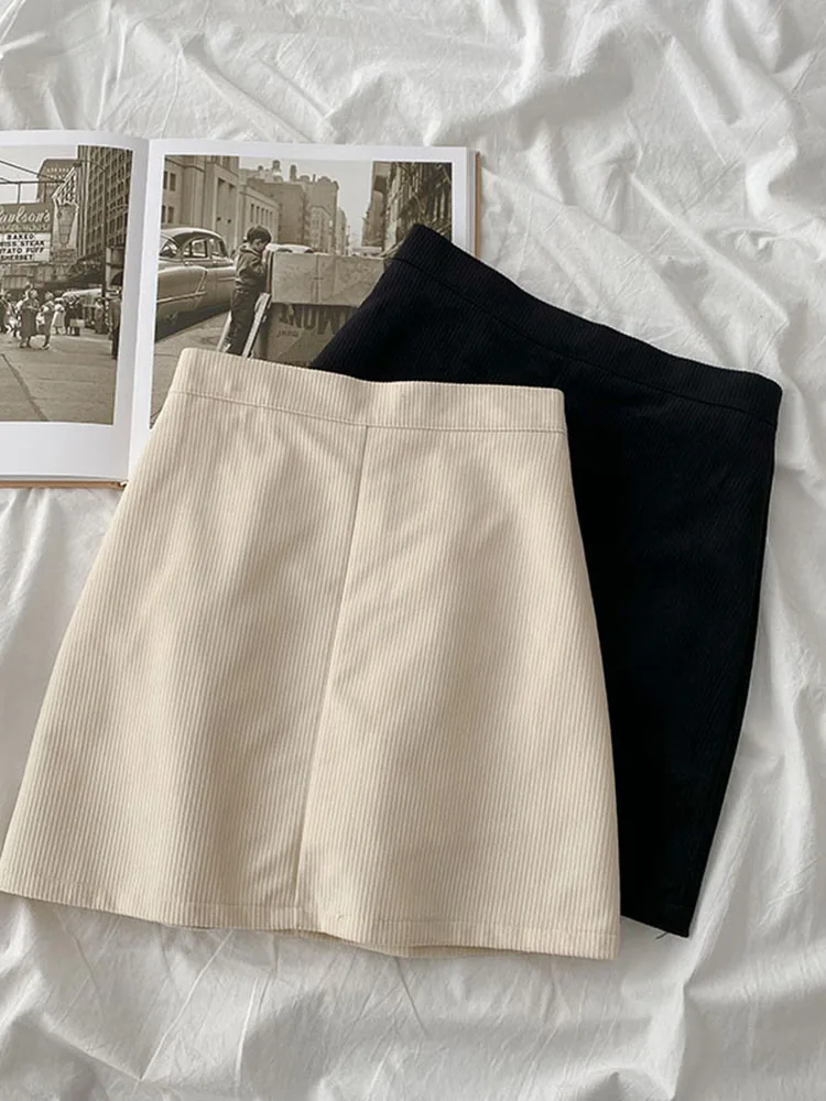 

Abrini Women Plain Preppy Skirts Harajuku Skirts Slim A-line High Waist Skirt Mini Cute Korean Bodycon Skirt