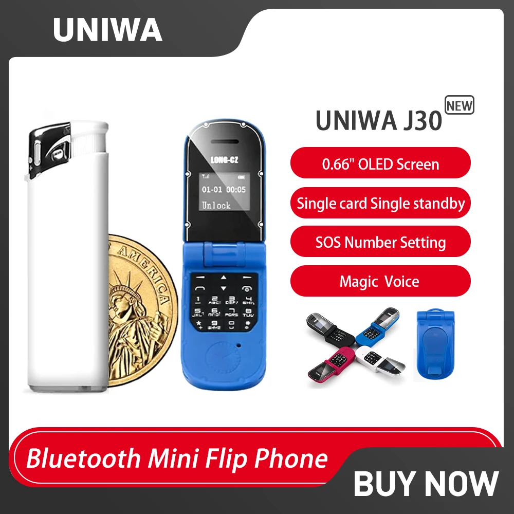 Мини-телефон-раскладушка UNIWA J30, 2G, с кнопочной кнопкой | AliExpress