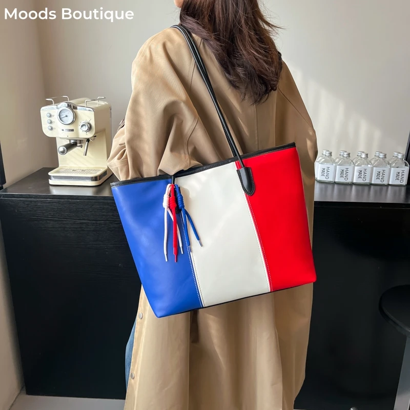 сумка женская большая через плечо шоппер Сумки-тоуты MOODS с французским флагом для