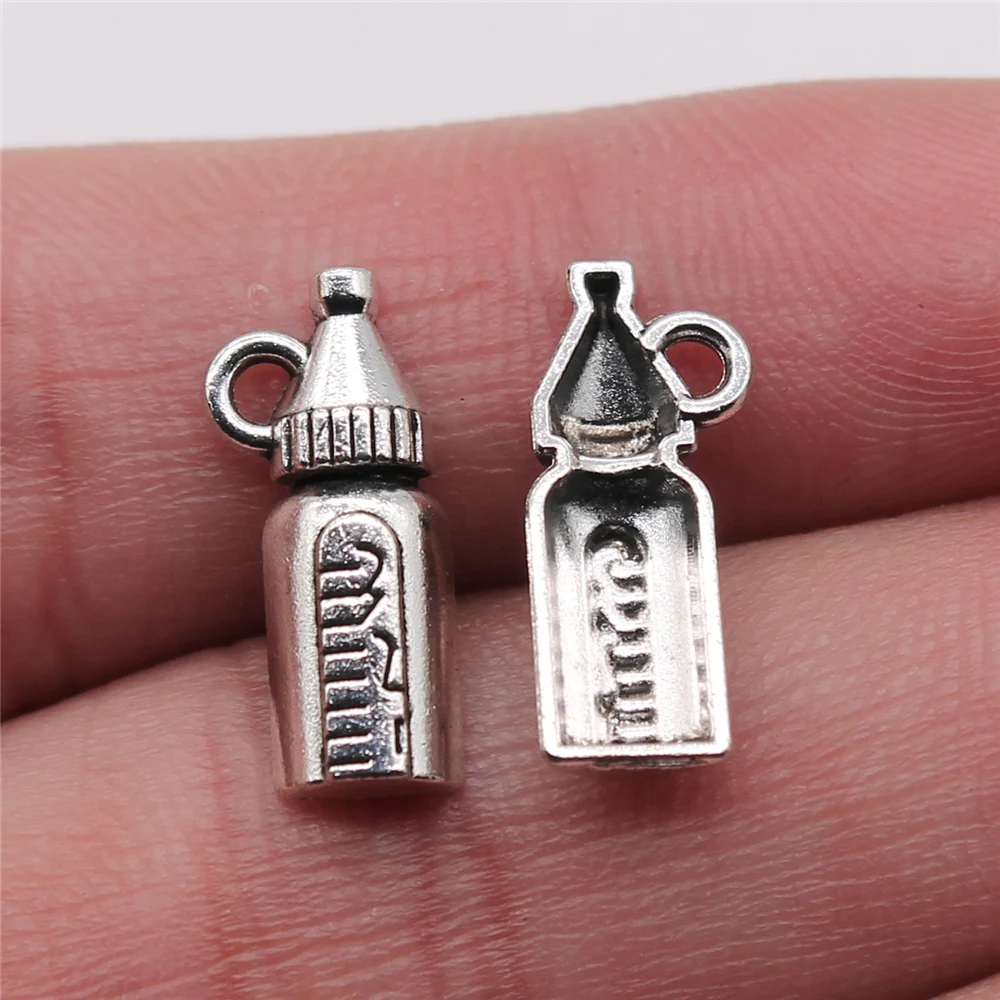 

400pcs 8x17mm Feeding Bottle Pendant Charms Wholesale Antique Silver Color For Jewelry Making Zinc Alloy Jewelry Findings