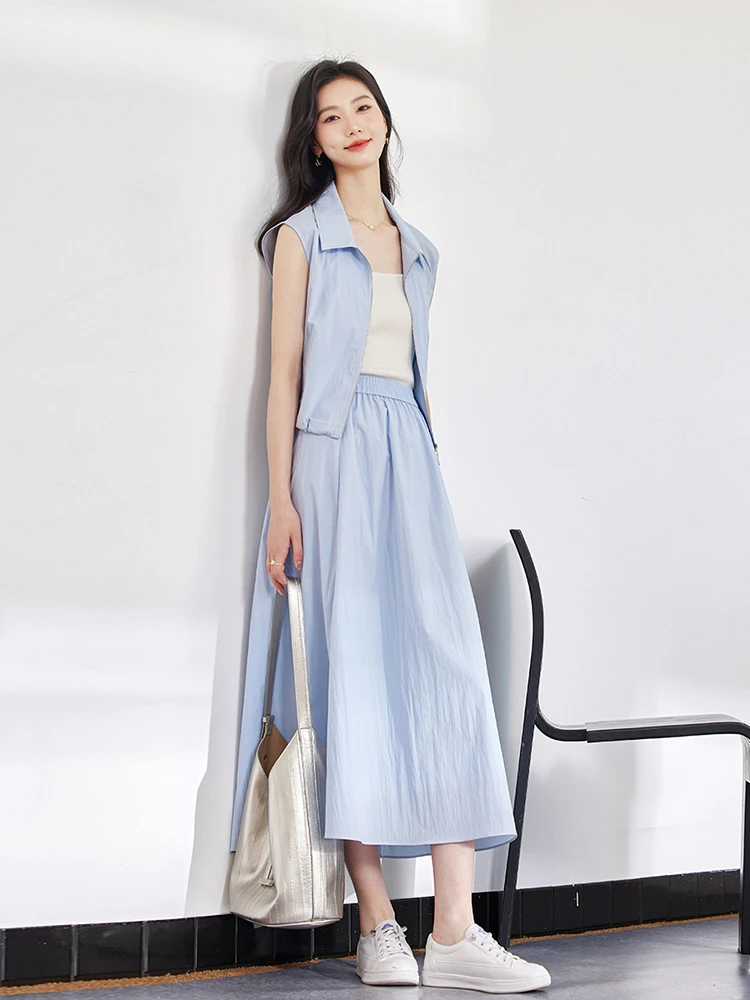 Костюм с юбкой VIMLY Женский повседневный жилет без рукавов лацканами и прямая юбка