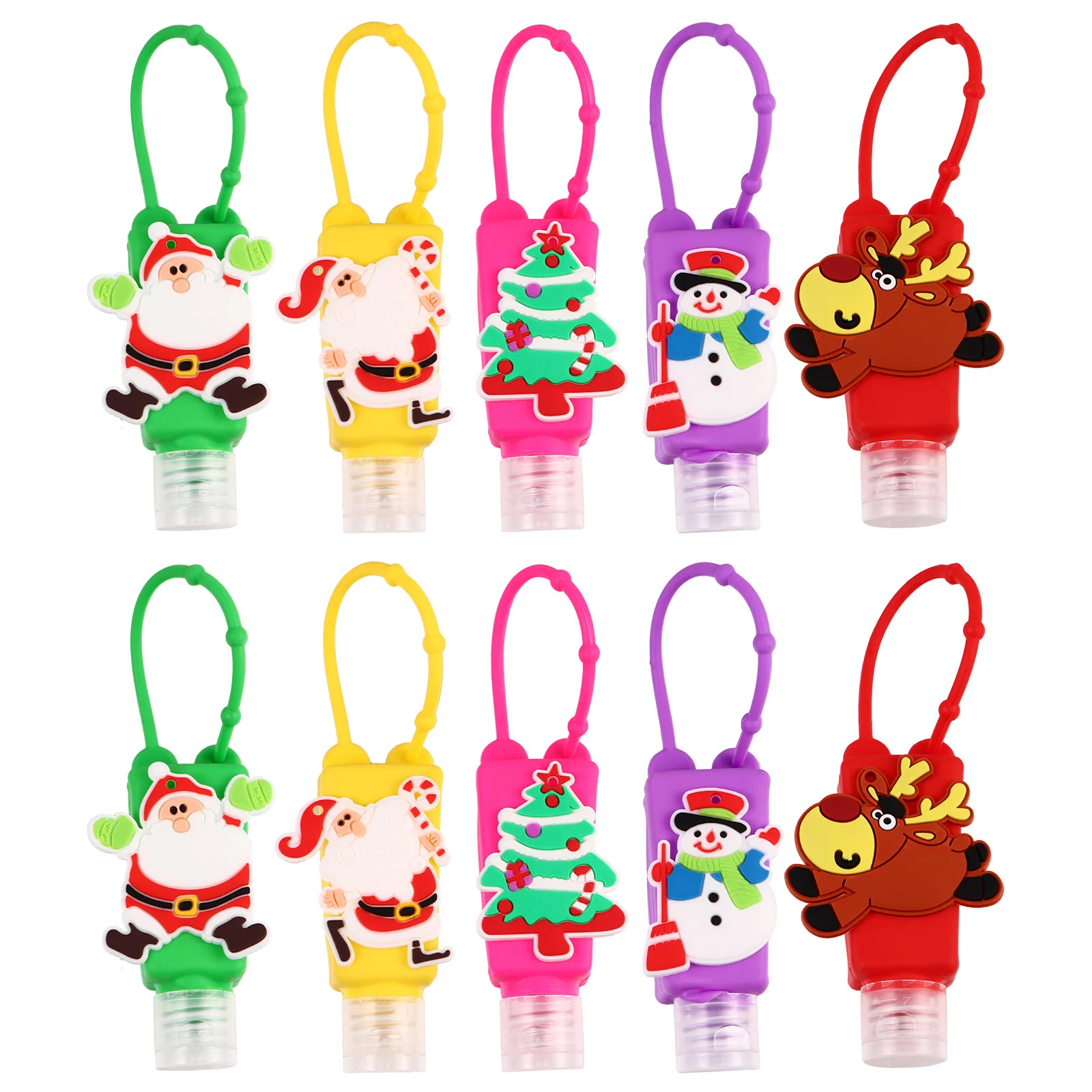 

10PCS Hand Oap Bottles Cartoon Hand Cleaner Holder Empty Bottle Keychain Empty Outdoor Bottles
