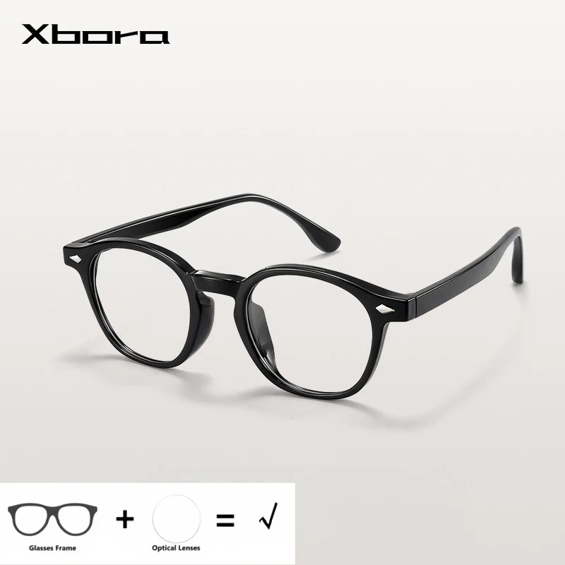 Фото Оправа для очков XBORA Classic Vintage, маленький размер, круглая, из TR90, унисекс, для оптических линз по рецепту, при близорукости и дальнозоркости, хит продаж 30600 №1