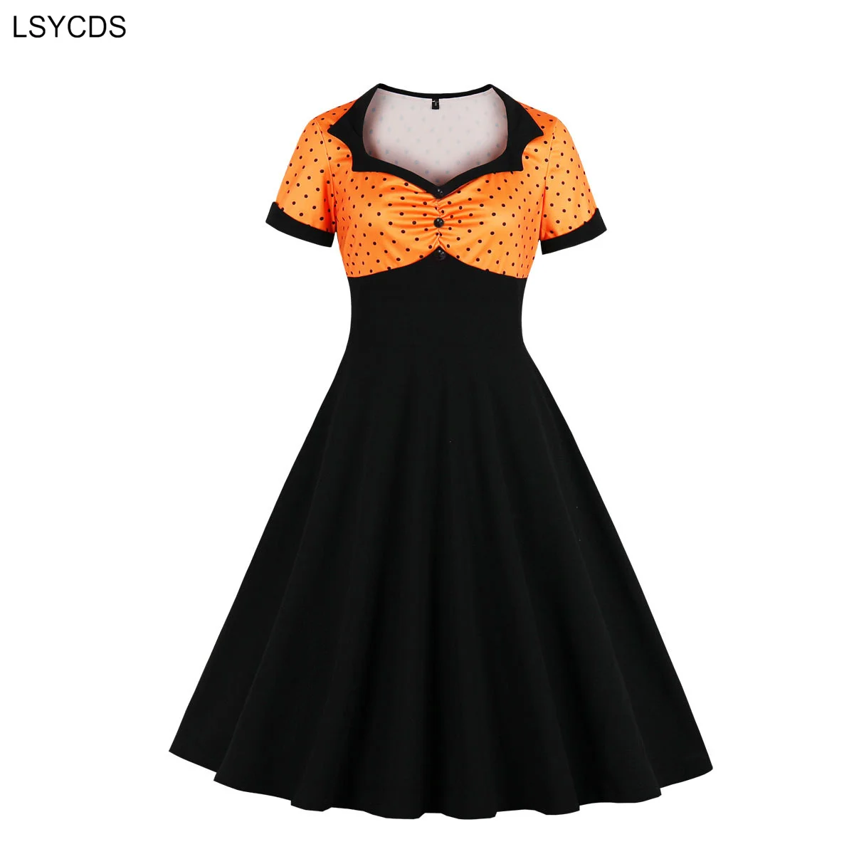 LSYCDS Женское платье с высокой талией 2024 новое винтажное 1950-х годов вырезом в форме