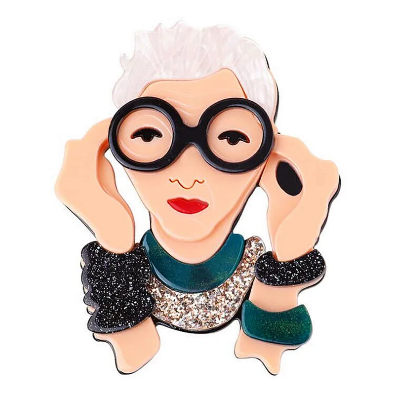 

Cartoon Glasses Elegant Lady Acrylic Brooches for Women's Clothing Fashion Big Figure Resin Badge Lapel Pins Brooch Jewelry Gift