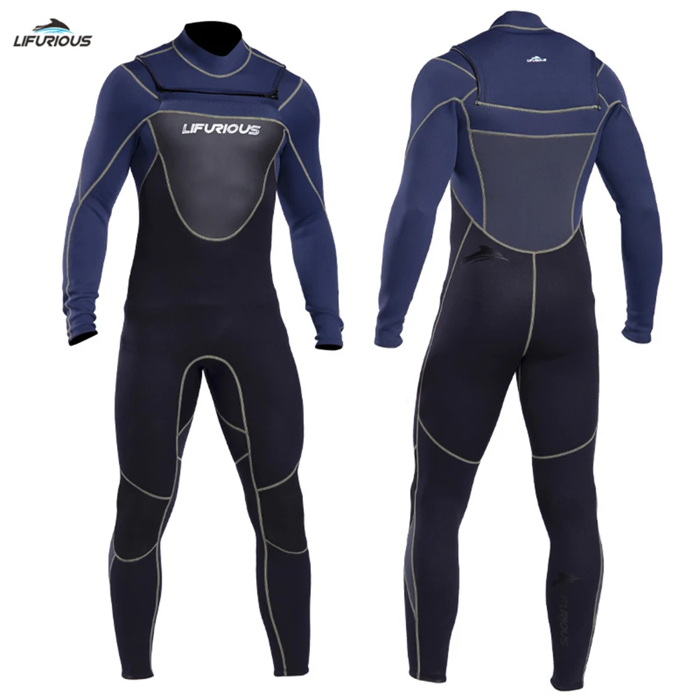 Men's 3MM Neoprene Wetsuit High Quality One Piece Long Sleeve Front Zipper Thickened Warm Swimming Snorkeling Surfing Wetsuit
