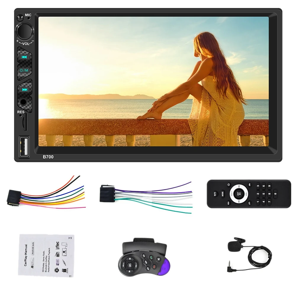 

2 Din Carplay Android Auto 7 Inch Universal Car Radio for-Nissan Kia Toyota MP5 Player Microphone B