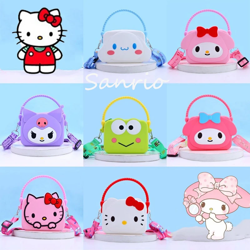 

Sanrio, Hello Kitty Cinnamoroll Keroppi My Melody Kuromi детская силиконовая сумка мультяшный милый ручной кошелек для монет Детская сумка через плечо