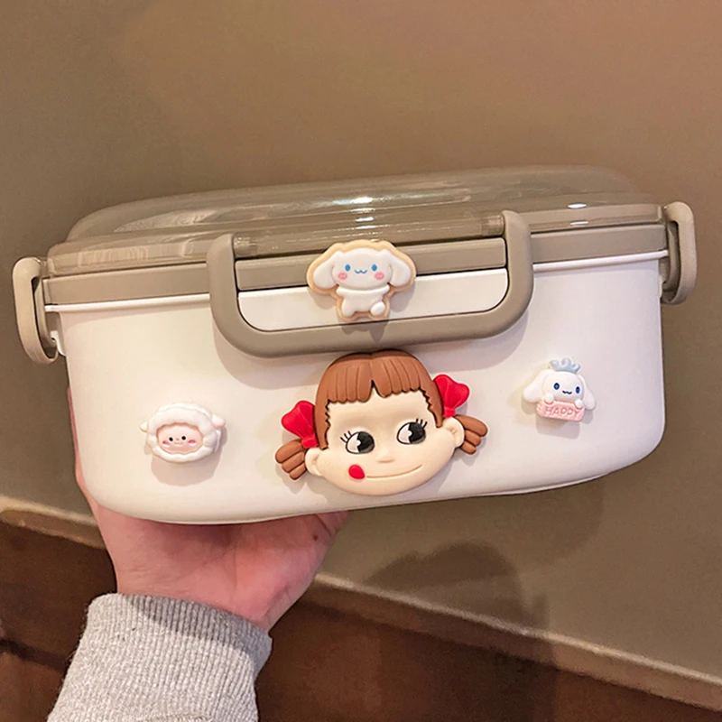 

Cute Lunch Box For Girls Plastic Compartment Outdoor Picnic Boxes Microwaveable Double Bento Box Large Food Storage Container