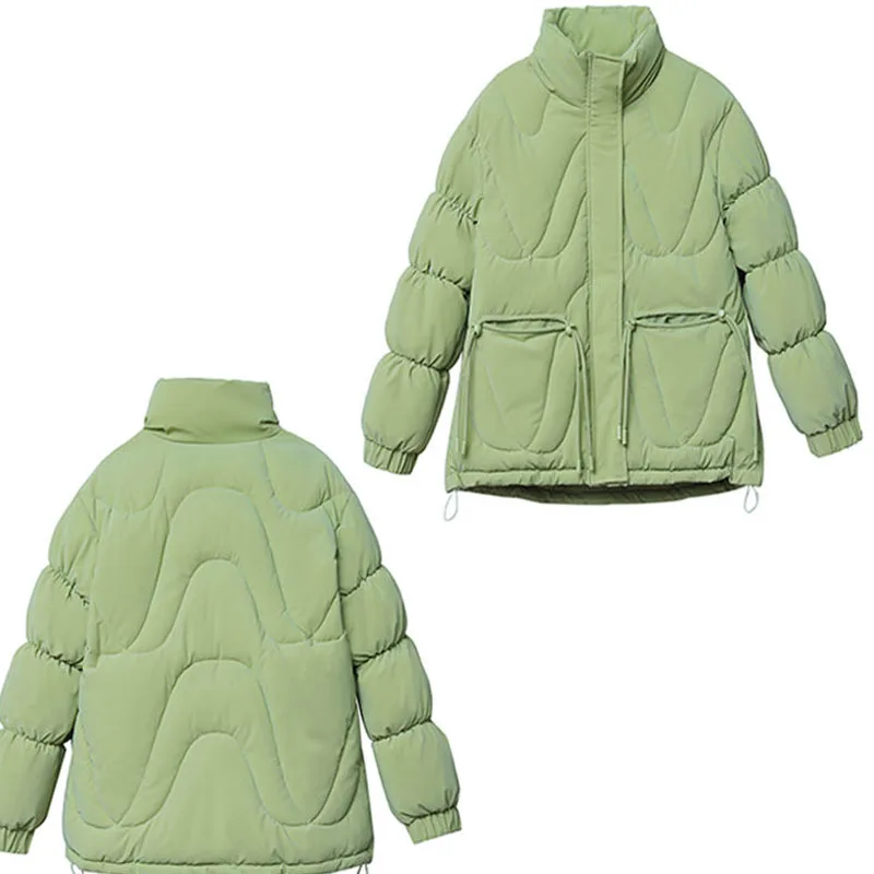 Parka Women's Coats Jackets 2022 Winter New Cotton-Padded Turtleneck Splicing Bandage Thickening Warm Skinny Parkas Jacket Woman