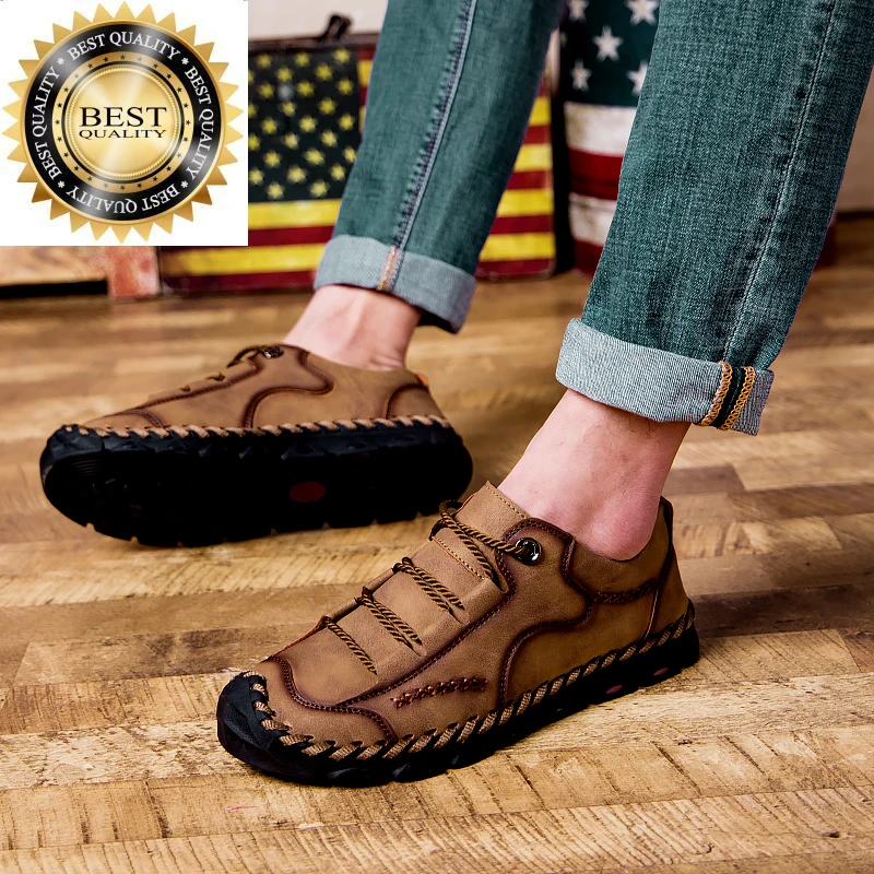 

Casual Men Leather Shoes genuine From Italian Luxury Brand Moccasins Outdoor Flats Krasovki Man sneakers big size 48