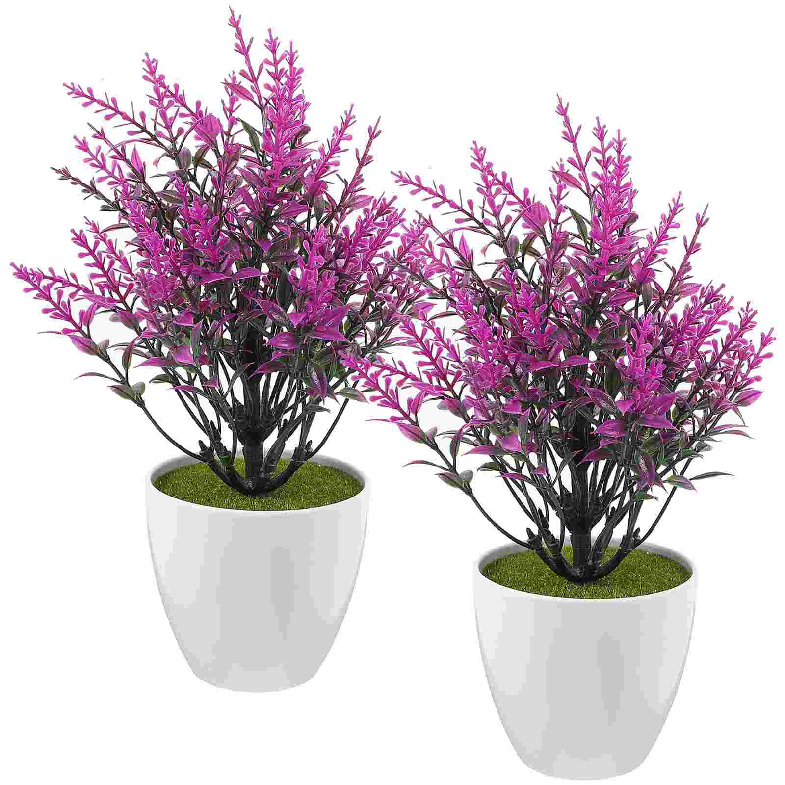 

2 Pcs Artificial Plants Small Bonsai Flower Decor Potting Display Fake Plastic Cartoon Potted
