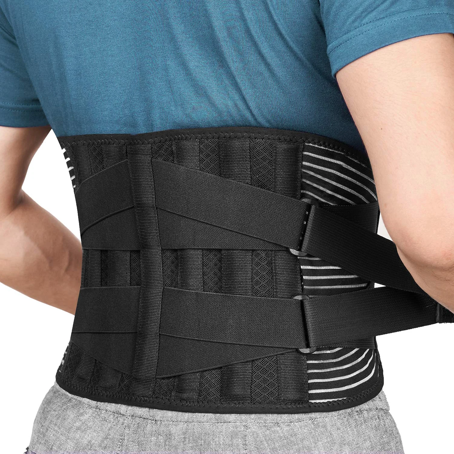 

Back Braces for Lower Back Pain Relief with 6 Stays, Anti-skid lumbar support belt with 16-hole Mesh for sciatica
