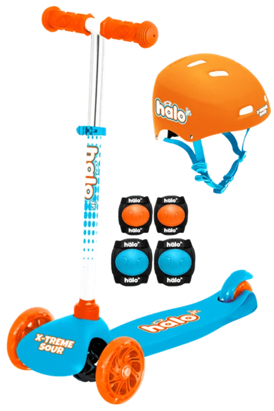 

Rise Above Jr. 3 Wheel Scooter Combo - Xtreme Sour Orange Scooter, Helmet & Pad Sets - Unisex City Work School Student Outdoor S