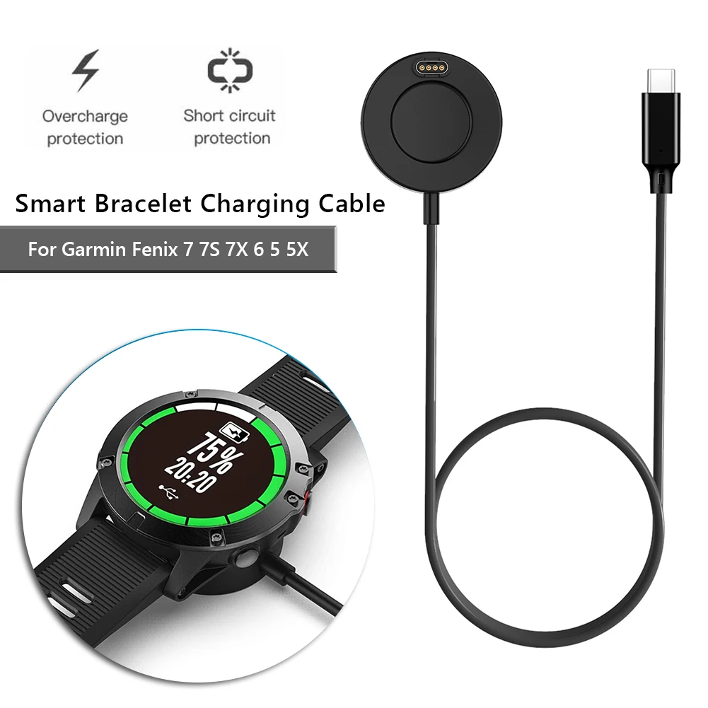 

100cm Type-C PD Fast Charging Cable for Garmin Fenix 7 7S 7X 6 5 5X Smart Watch Charger Adapter Support Data Transfer