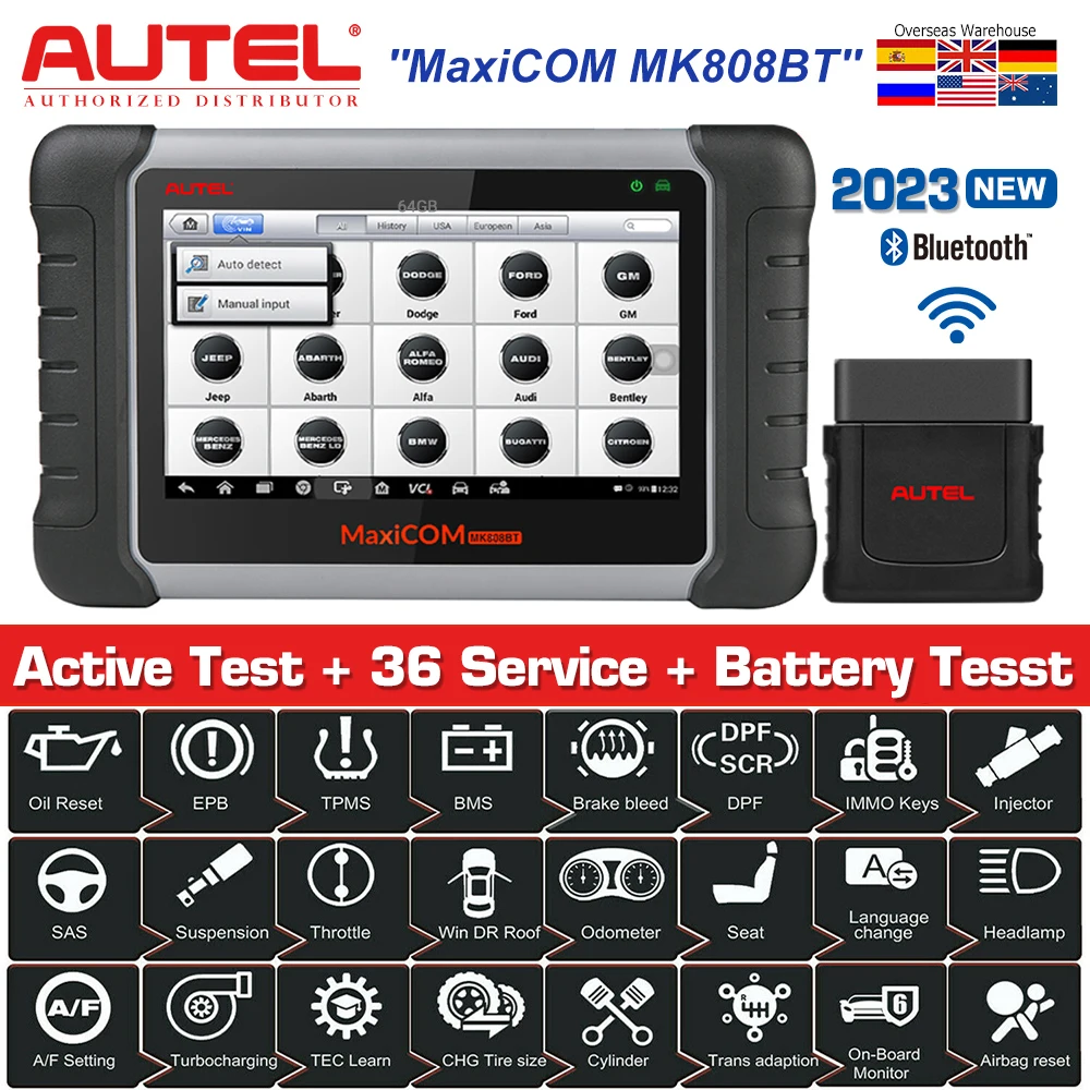 Автомобильный сканер Autel MaxiCOM MK808BT Профессиональный obd2 автомобильный считыватель