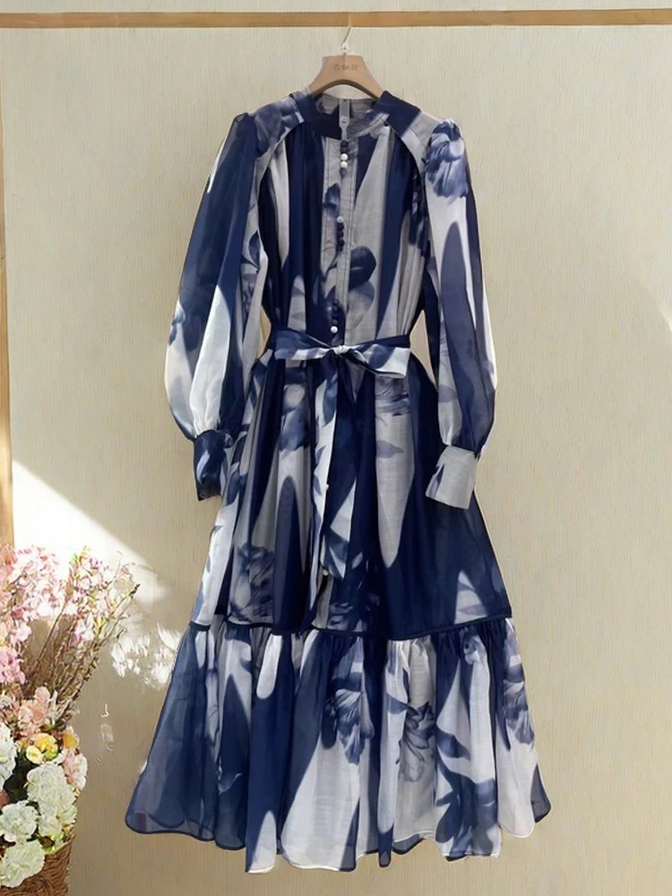 Женское винтажное длинное платье-рубашка AELESEEN весеннее Элегантное однобортное