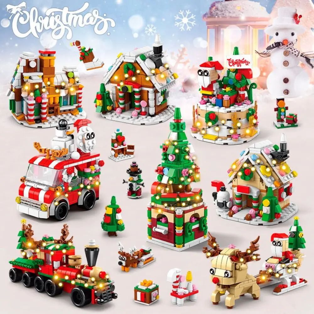 

Kids Montessori Early Educational Toy For Children Creative Christmas Series Building Blocks Set Mini House Model DIY Bricks