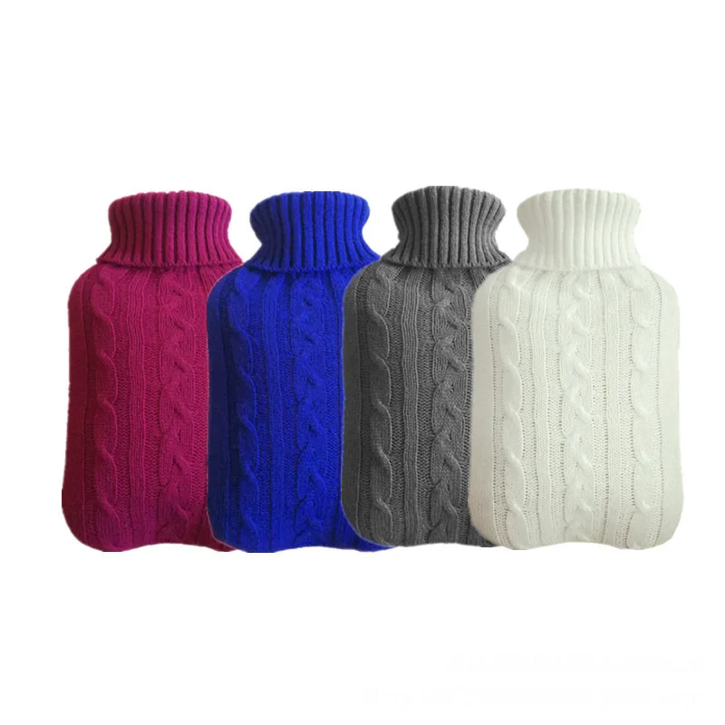 

Hot Water Bottle 2000ml Knitting Heat Jug Bag Hand Warmer Reusable Warm for Bed Period Cramp Girls 2L Knitted Fabric Cover