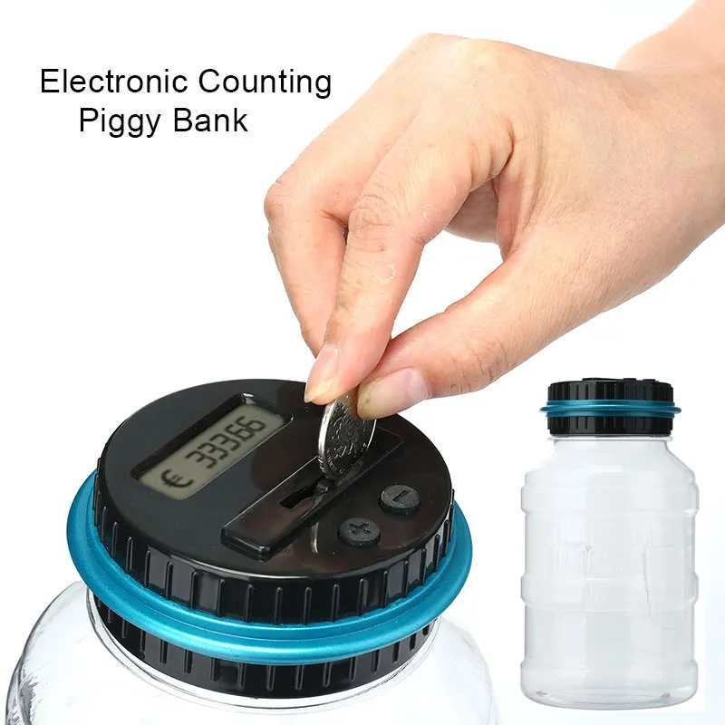 

Digital LCD Piggy Bank Electronic Coin Counter Piggy Bank Coin Count Cash Box Jar Euro Dollar Pound Piggy Bank