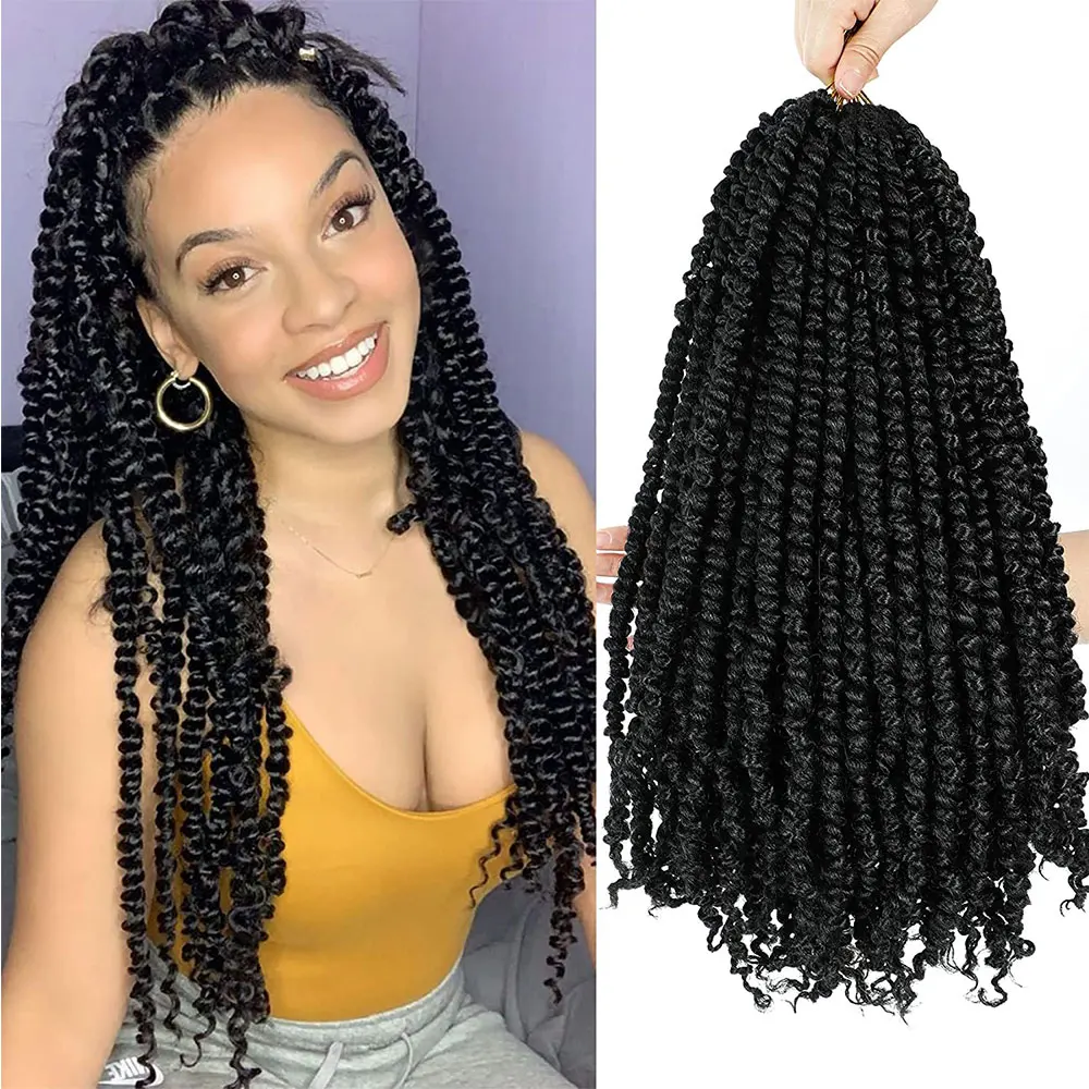 Pre Twisted Passion Twist Bomb Twist Crochet Hair Synthetic Spring Twist Pre Looped Braiding Hair Extension For Women 12Roots/pc