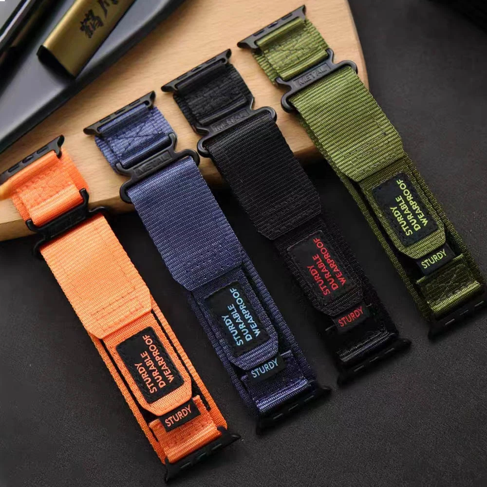 Нейлоновый ремешок для Apple Watch Ultra 2 49 мм 45 44 42 парусиновый спортивный браслет-петля