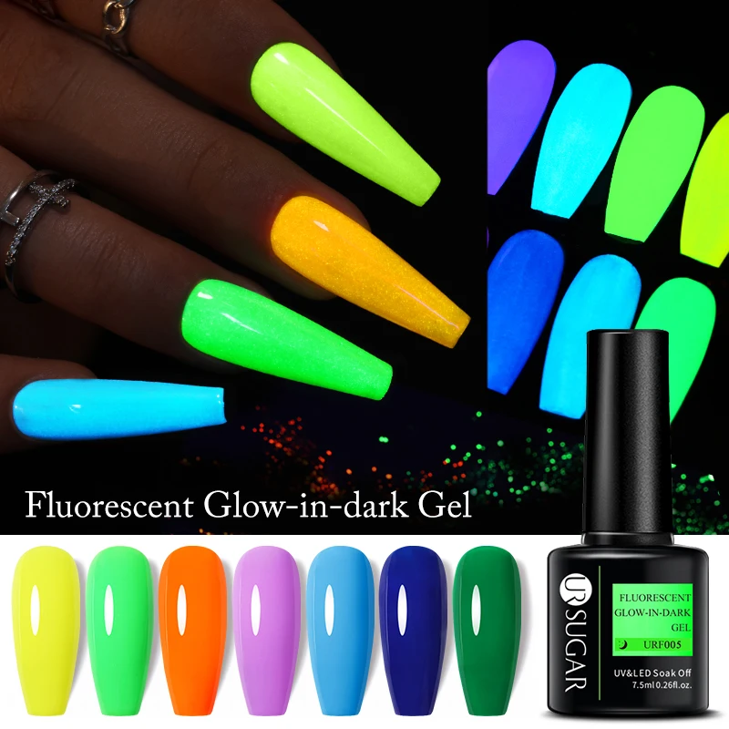 UR SUGAR 7.5ml Fluorescent Neon Gel Nail Polish Luminous Glow-in-dark Soak Off UV Led Nail Art Gel Varnish