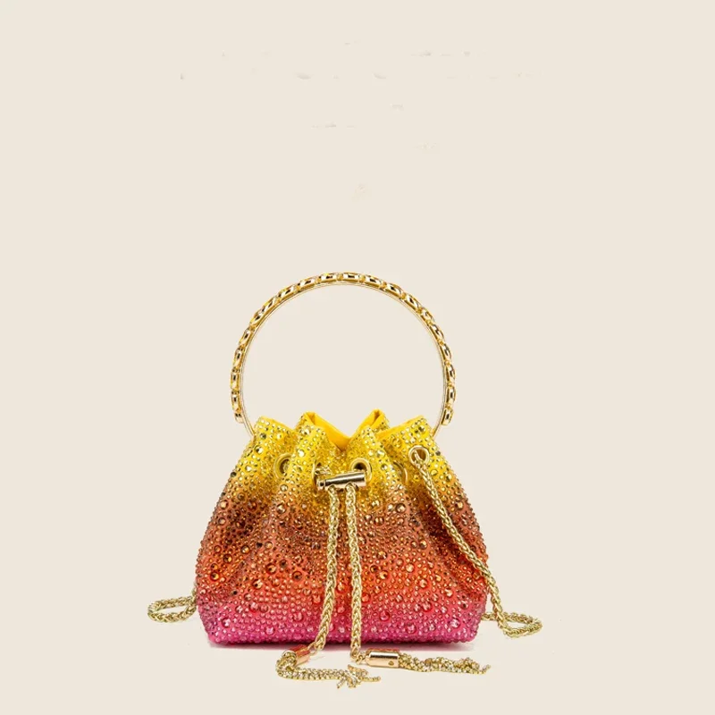 

Handle Rhinestones Evening clutch Bag Purses and handbag luxury Designer shoulder bag Shiny Crystal Clutch purse bucket bag