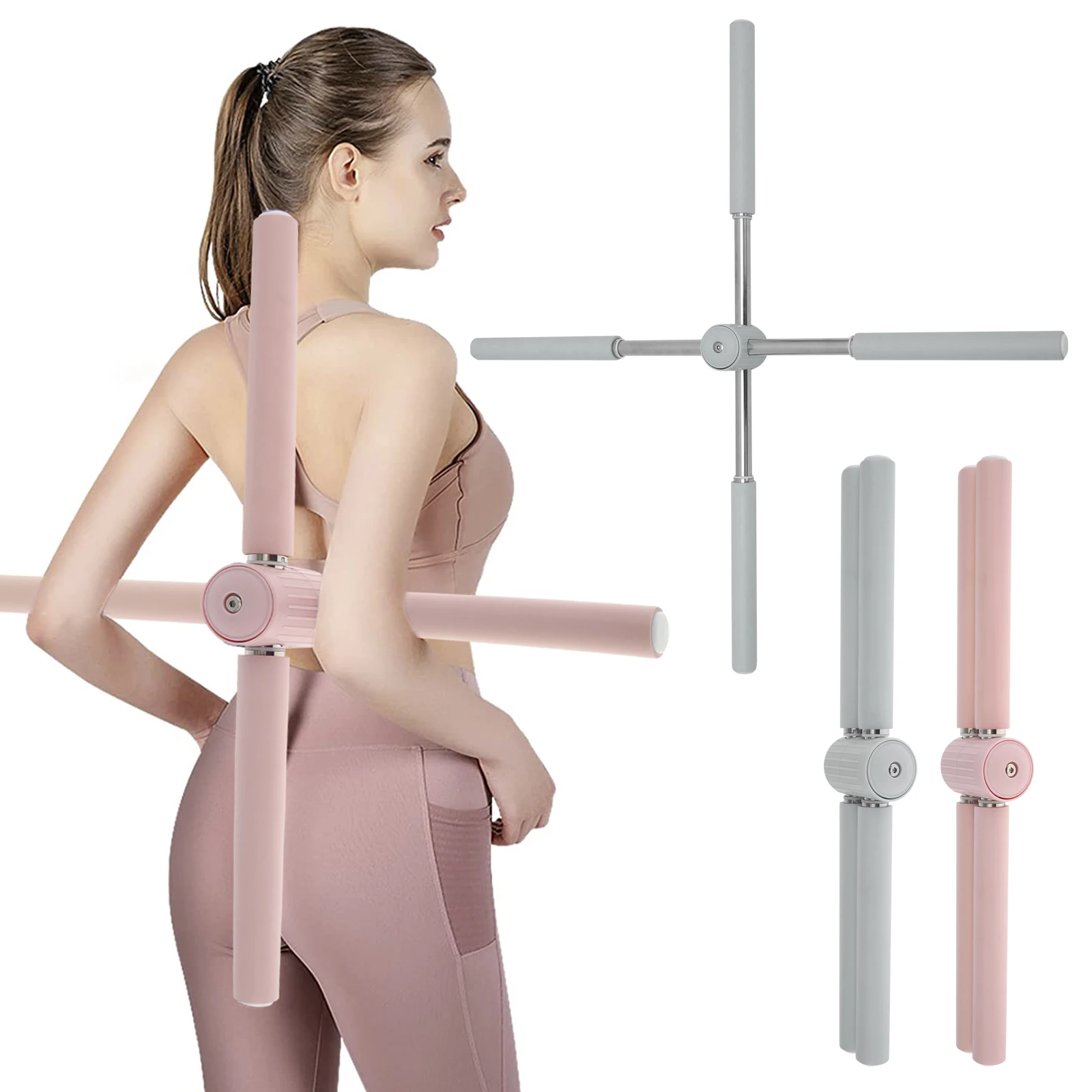 

Posture Corrector Retractable Yoga Stick Stretching Tool Yoga Training Sticks for Posture Back Straightener Humpback Correction