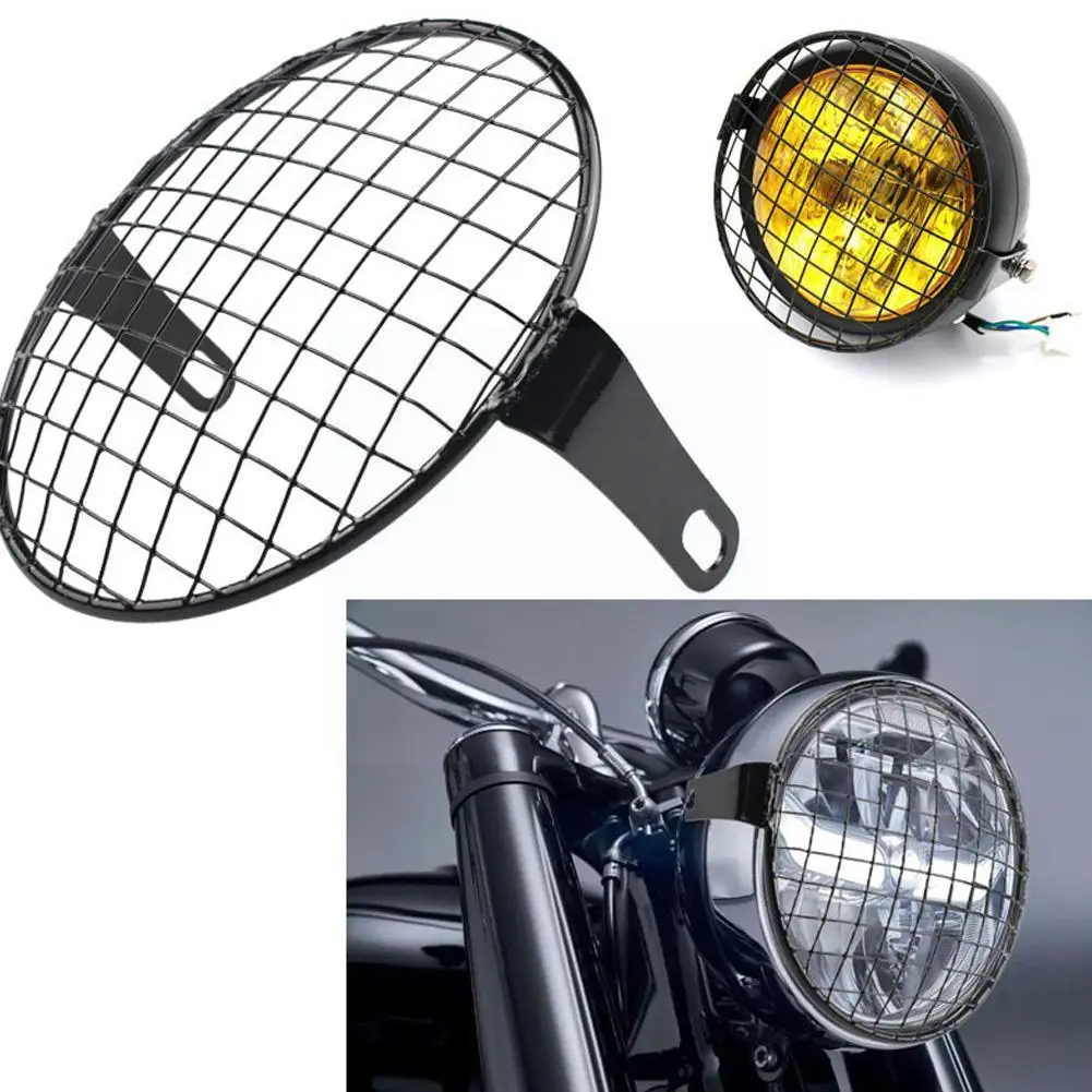 

Universal Motorcycle Vintage Headlight Protector Retro Grill Light Lamp Guard Cover 7 Inch For Chopper Cafe Racer X7u9