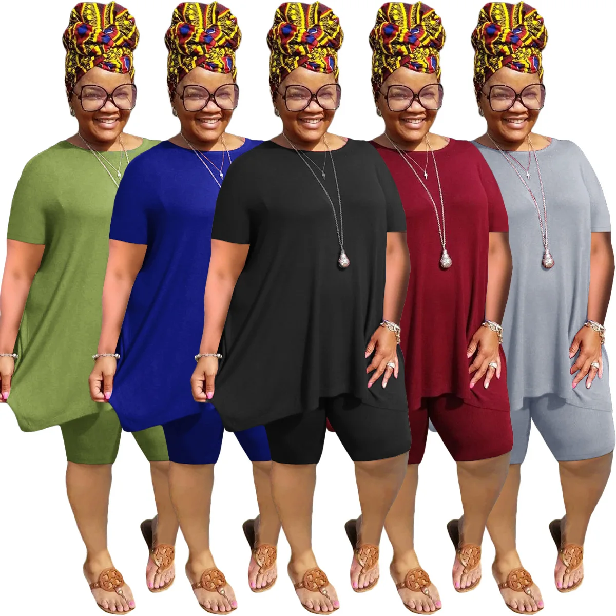 

Plus Size Outfits Women Tracksuit Loose Top and Shorts Sets Solid Two Pieces Sets Streetwear Matching Sets