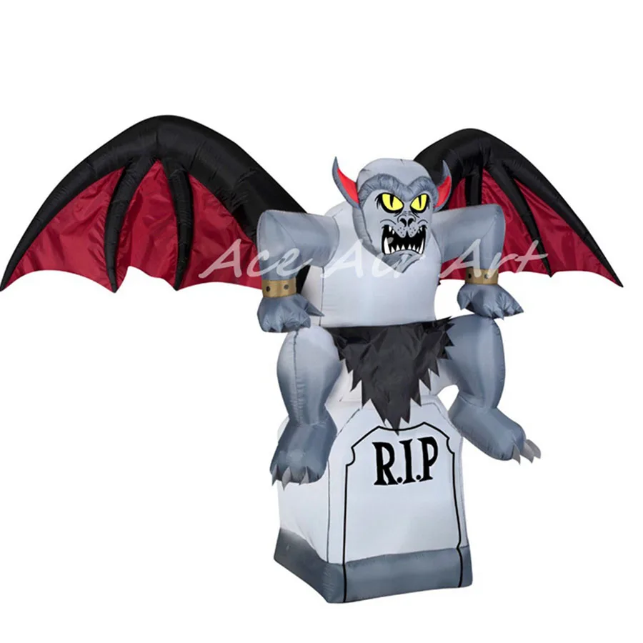 

Inflatable Halloween animated gargoyle tombstone cemetery with free air blower and lights