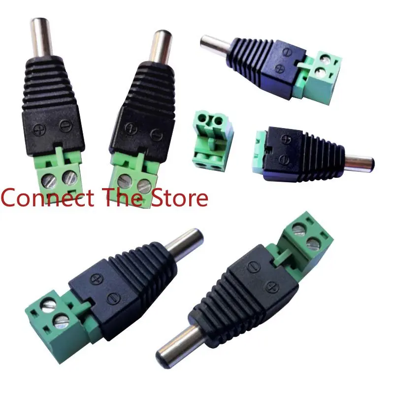 

7PCS DC5521 Male DC5.5*2.1 90 Degree Plug-in Type 2P Green Terminal DC5525 L
