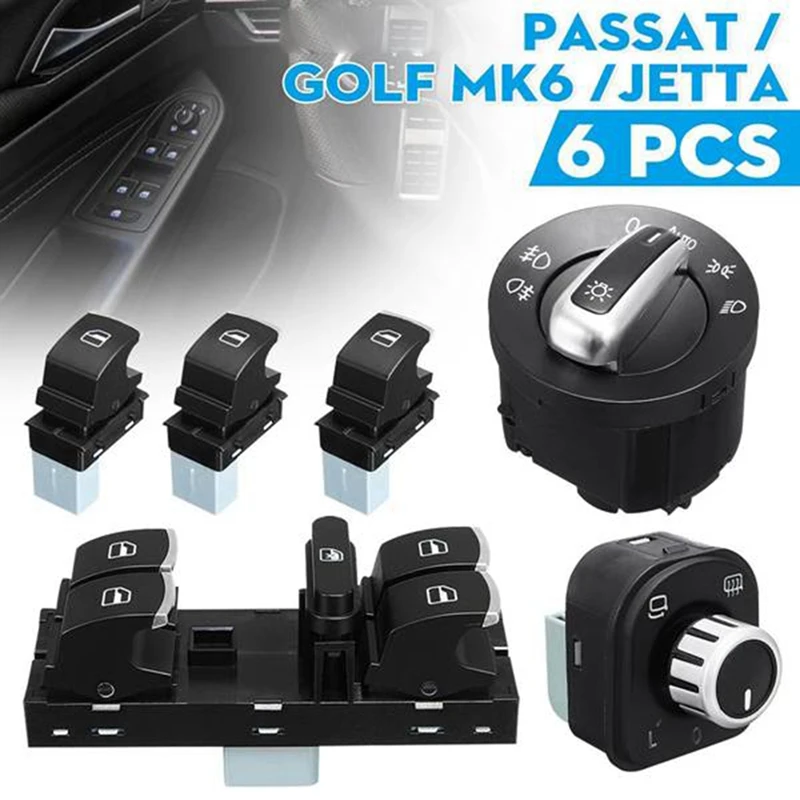 6шт Оконное зеркало Комплект переключателей фар 5ND941431B для VW Golf MK5 6 Jetta Passat B6 Tiguan