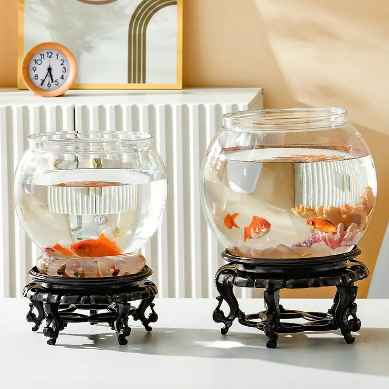 

Transparent Round Fish Tank Thickened Anti-fall, High Penetration Turtle Office Aquarium Household Small