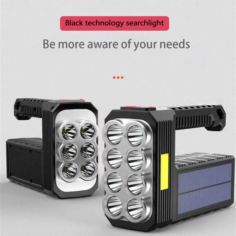 

Портативный фонарик с солнечной батареей, суперъяркий водонепроницаемый ручной Перезаряжаемый USB фонарик с COB-матрицей, фонарики для кемпи...