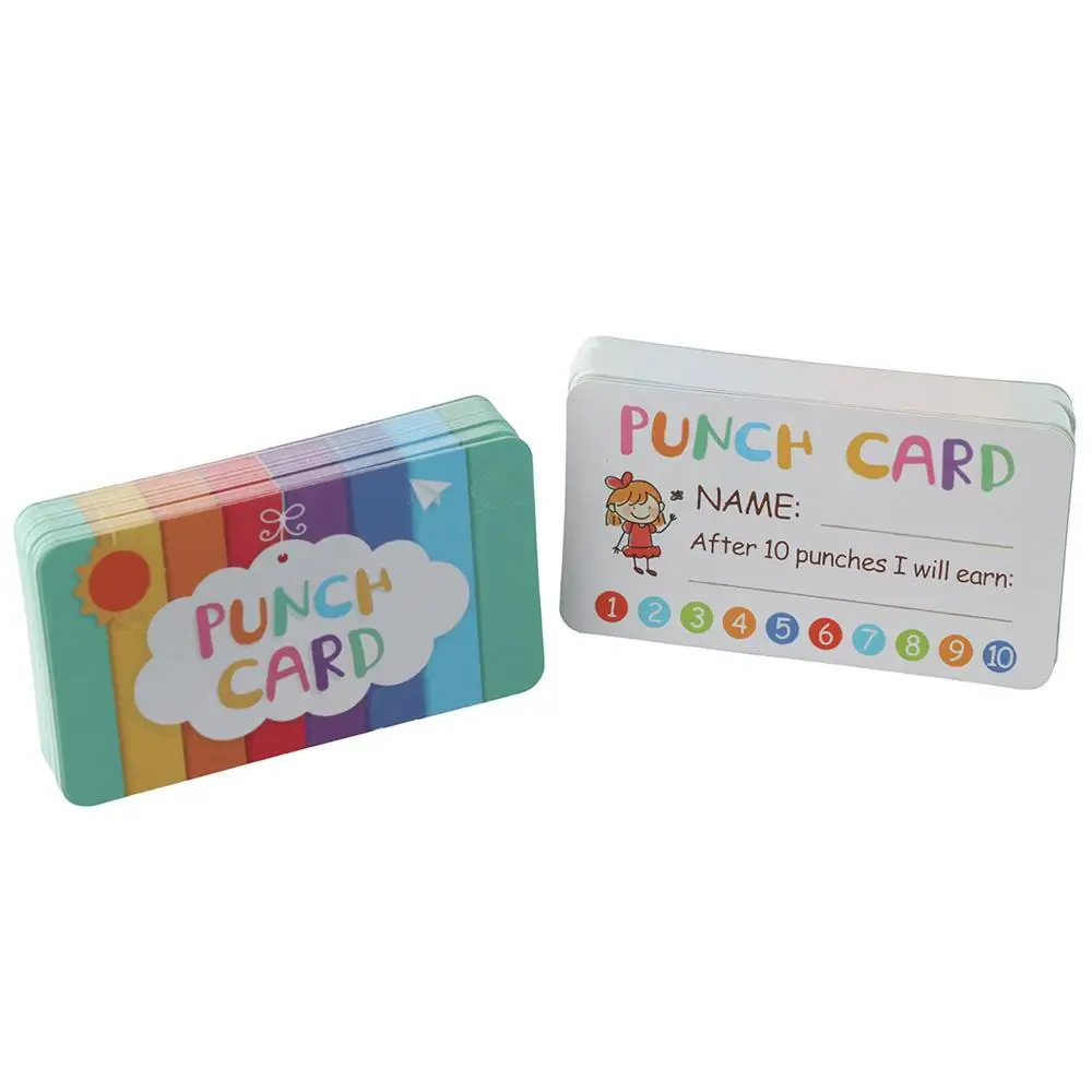 

Incentive Punch Cards 100PCS Encouraging Blank Behavior Chart Motivation Round Corner Loyalty Cards Business