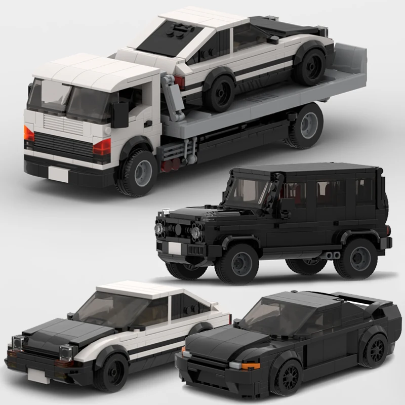 Прицеп с платформой MOC G63 SUV AE86 GTR R32, спортивный автомобиль, строительные блоки, скоростной гоночный автомобиль, кирпичи, игрушки, подарки для мальчиков, дети