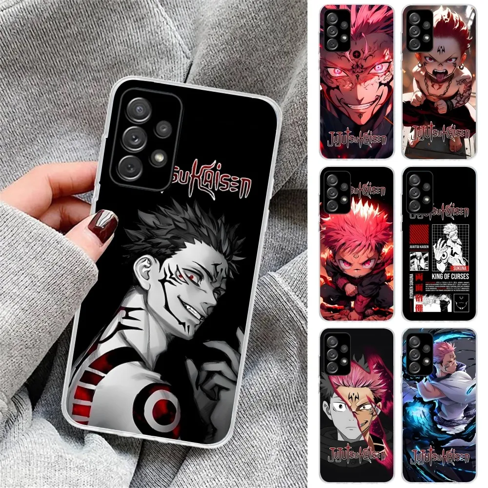 JJK Ryomen Sukuna Чехол для мобильного телефона Samsung Galaxy S23 S22 S21 Plus Ultra A12 A32 A53 Прозрачный