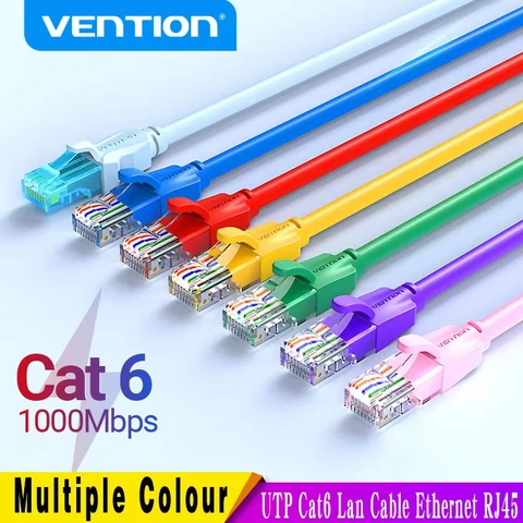 Цветной Ethernet-кабель Vention Cat 6, сетевой кабель, 4 витых пара патч-корд RJ45, интернет-кабель UTP Cat6 для маршрутизатора ноутбука