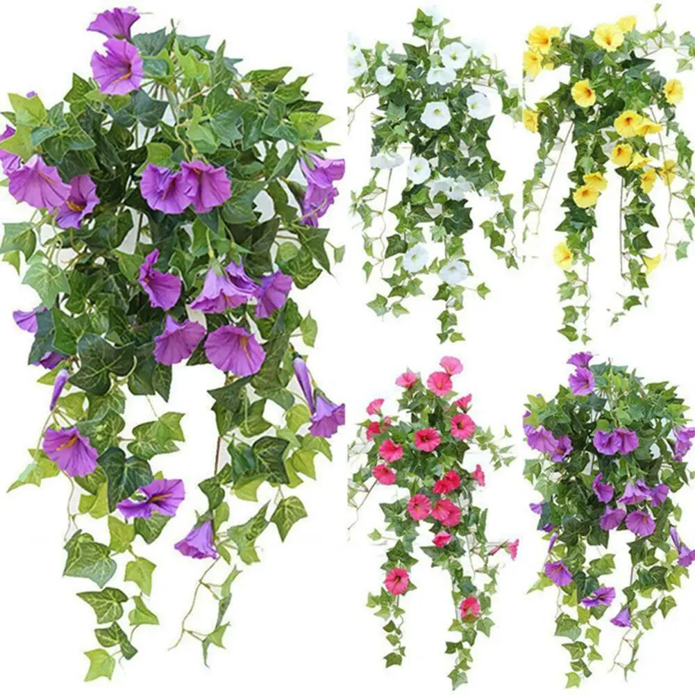

1 Bunch Simulation Hanging Flower Plastic Rattan Decorative Flower Hanging Wall Artificial Flower Kitchen Dining Bar Supplies
