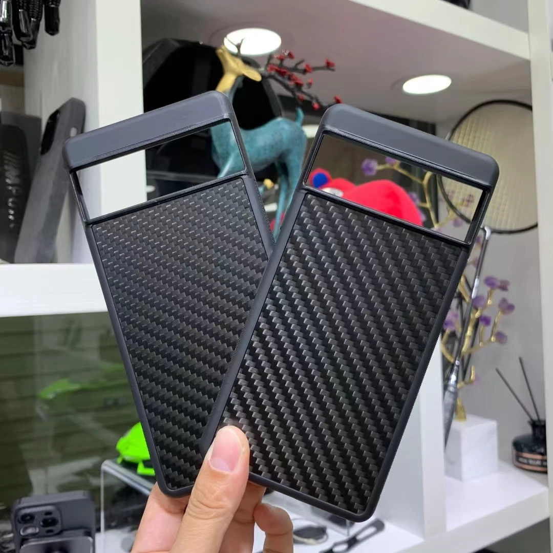 Genuine Carbon Fiber Soft TPU Frame Phone Case for Goolge Pixel 7 Pro 6 Ultra Thin Real Aramid Fiber Soft Edge Armor Back Cover