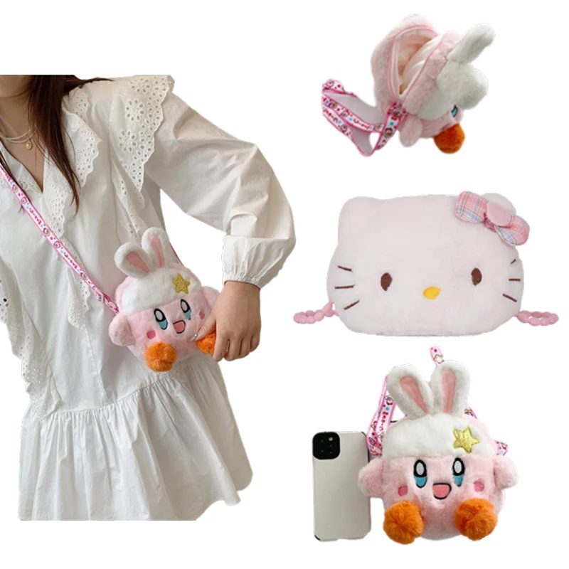 

Kawaii аниме Kittys Kirby изображение Путешествия хранения декоративная мягкая плюшевая Сумка-Кроссбоди девочка высокое качество лица подарок на д...