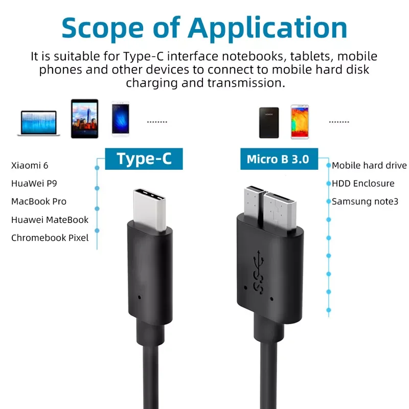 

USB Type C к Micro B 3,0 кабелю USB C 5 Гбит/с 3A разъем для передачи данных внешний адаптер для жесткого диска для SSD HDD смартфона ПК ноутбука