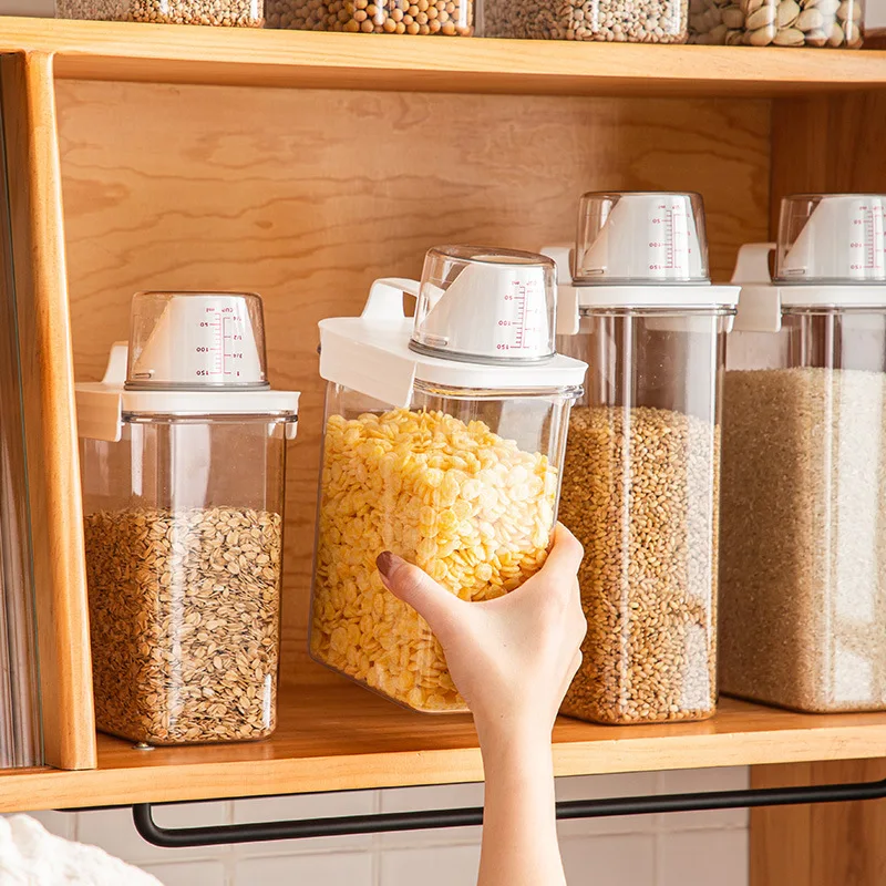 

Airtight Food Storage Containers Food Dispenser Large Capacity Rice Bucket with Measuring Cup Cereals Food Storage Container