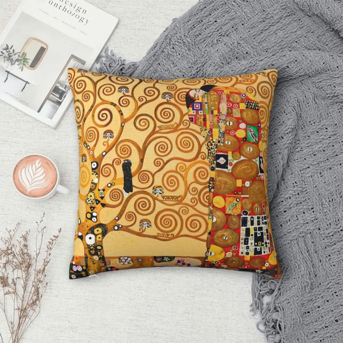 

Gustav Klimt - The Tree Of Life, наволочка, подушка, удобная декоративная подушка для дивана