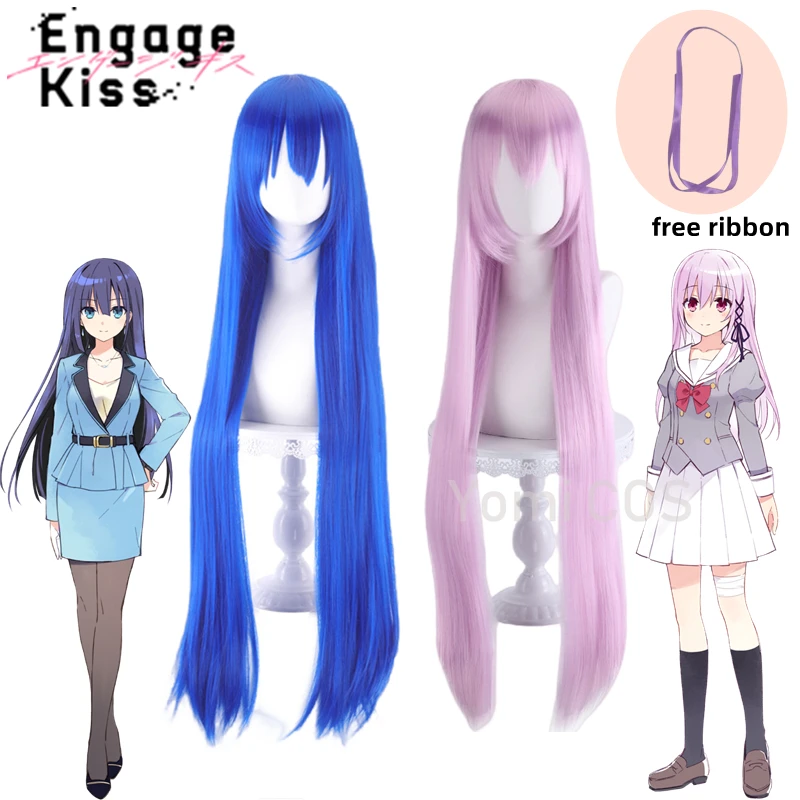 

Anime Engage Kiss Kisara/Yugiri Ayano Cosplay Wig 100cm Long Pink/Blue Heat Resistant Synthetic Hair Halloween Role Play Wigs