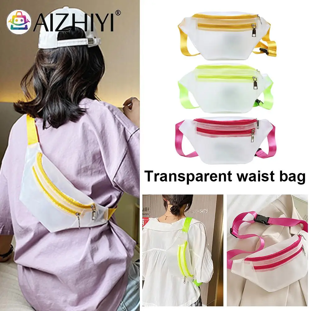 

2023 New Fashion Women Transparent Waist Bag Clear Jelly Fanny Pack Summer Female Belt Crossbody Bum Bag Chest Pouch Phone Purse